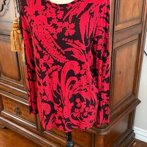 Chico's Vibrant Red and Black Long Sleeve Top